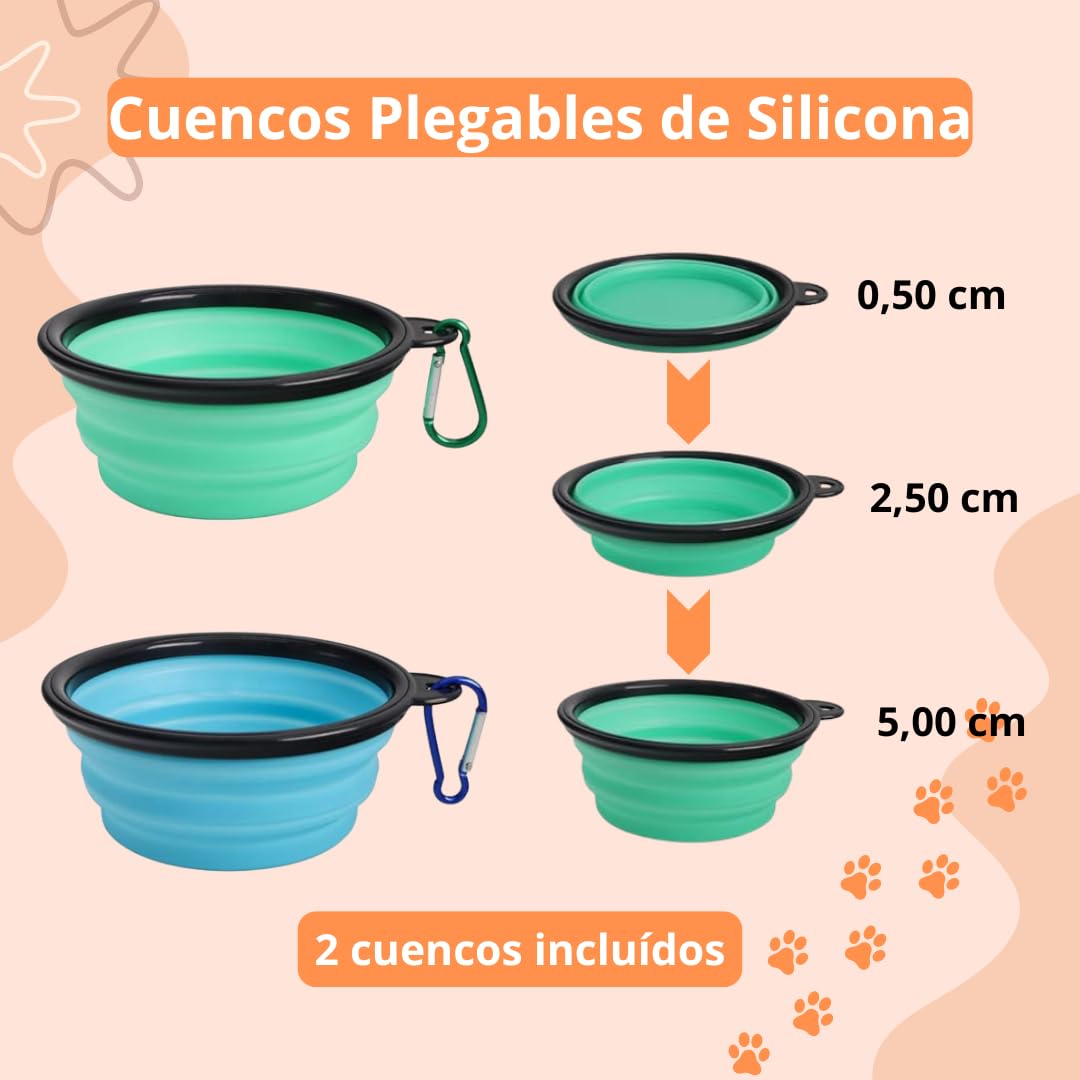 Pet's Hub Place, Transportin Gato Perro Pequeño, Bolso, Peso Máximo 7kgr, Tamaño 48X31X31cm, Extensible 75cm, Impermeable, Cojín Acolchado, Uso Interior/Exterior, +2 Comederos