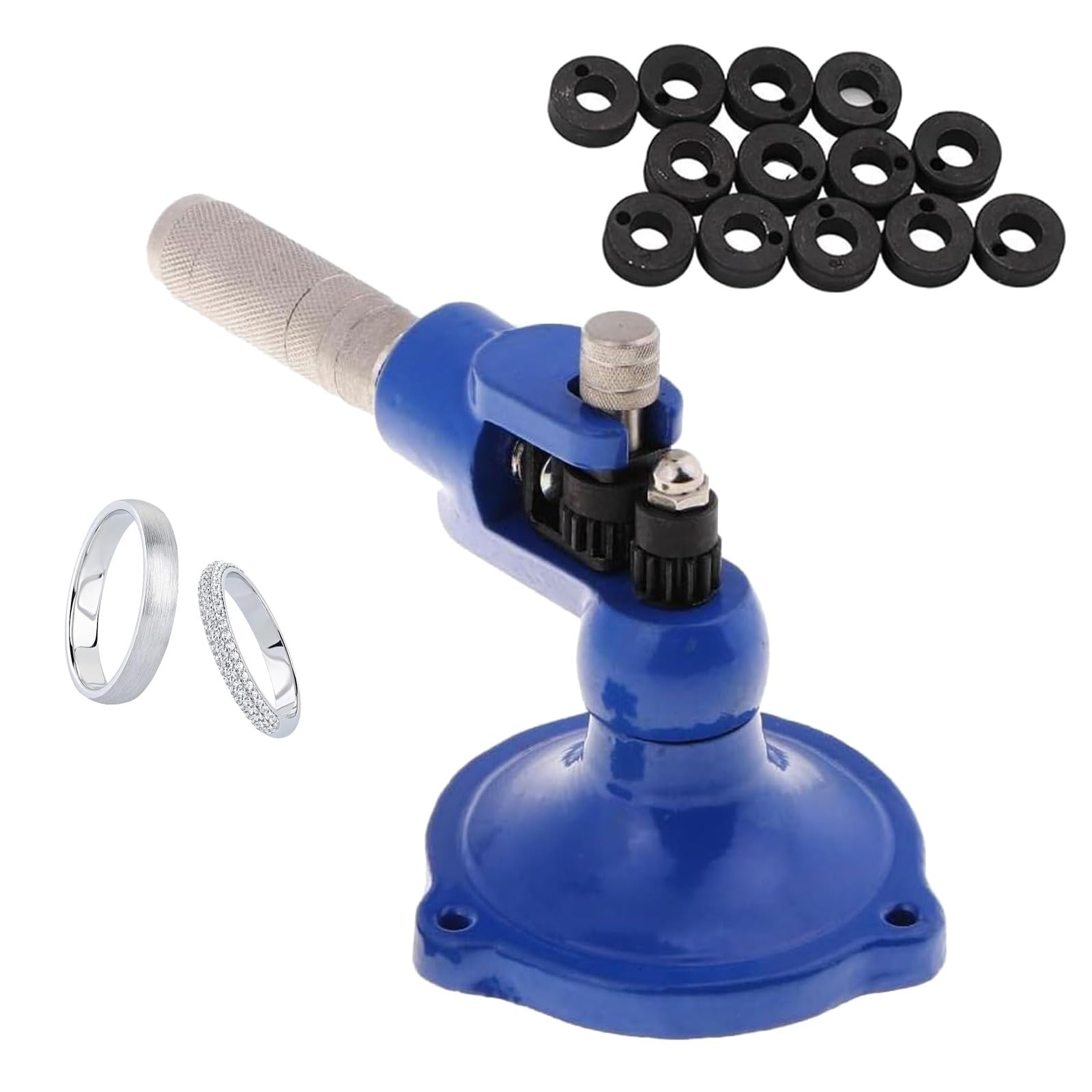 Expansor de Anillos Manual, Ensanchador y Alargador de Anillos con Mango Antideslizante, Herramienta de Ajuste de Tamaño de Anillos con 13 Troqueles, Herramienta para Moldear Joyas