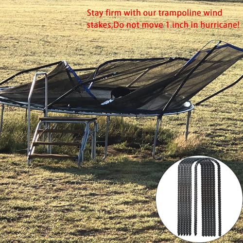Image of 12-Inch Trampoline Wind Stakes Safety Ground Anchors U-Shaped(6) | Extra Heavy Duty U Shaped Coated Rebar Stakes for Trampoline, Tent, Outdoor Large Equipment, Huge Garden Decoration