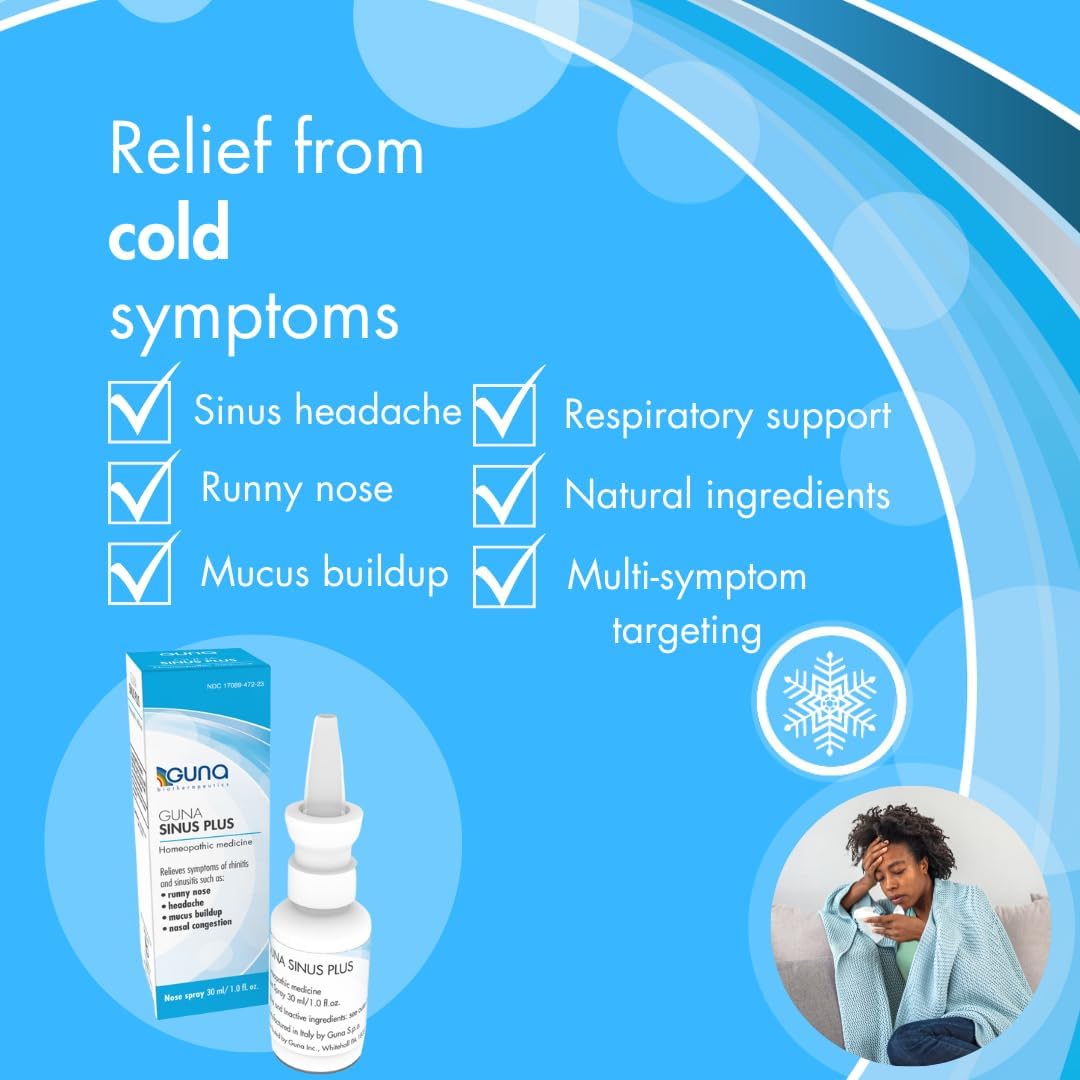 Guna Sinus Plus Homeopathic Sinus Relief Medicine for Runny Nose, Congestion, Sinusitis, Headache, Non-Drowsy - 1 Ounce Nose Spray