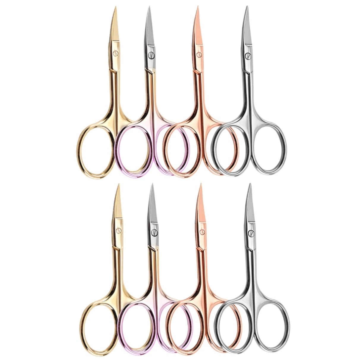 Ipetboom 2sets Nose Hair Clippers for Men Beard Scissors Trimmer Stainless Steel for Home Barber Shop 4pcs*2 Random Color