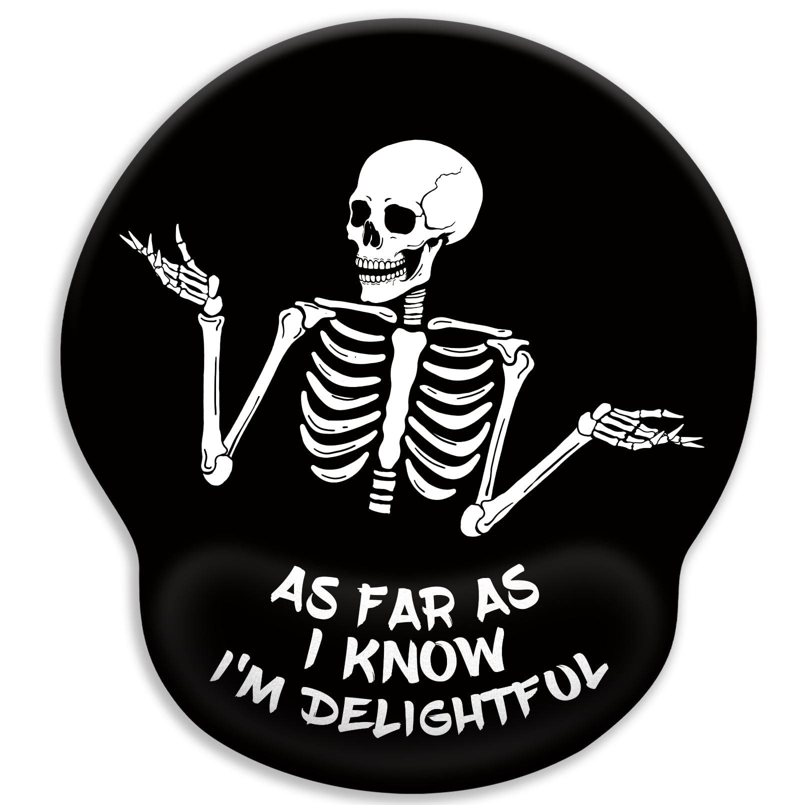 LIMKRIAN Skeleton Mouse Pad, Ergonomic Mouse Pad with Wrist Rest, Gaming Mouse Pad Wrist Support with Non-Slip Pain Relief PU Base, Funny Skull Mouse