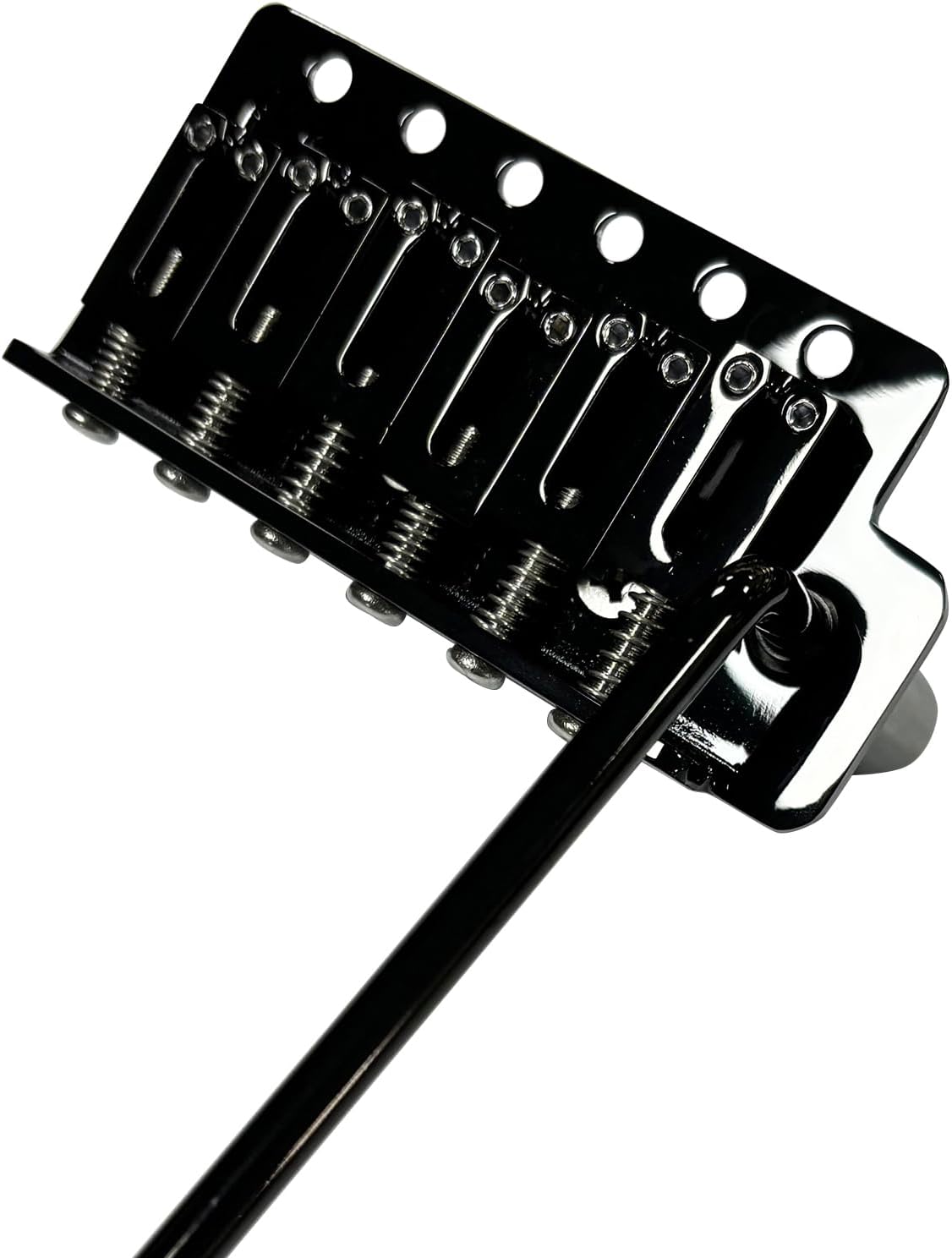 10.5mm Electric Guitar Bridge Zinc Alloy Block Saddles Stainless Steel Plate 6 Point Tremolo Bridge 6-string Start Stratocaster Electric Guitar Replacement Parts (Black)