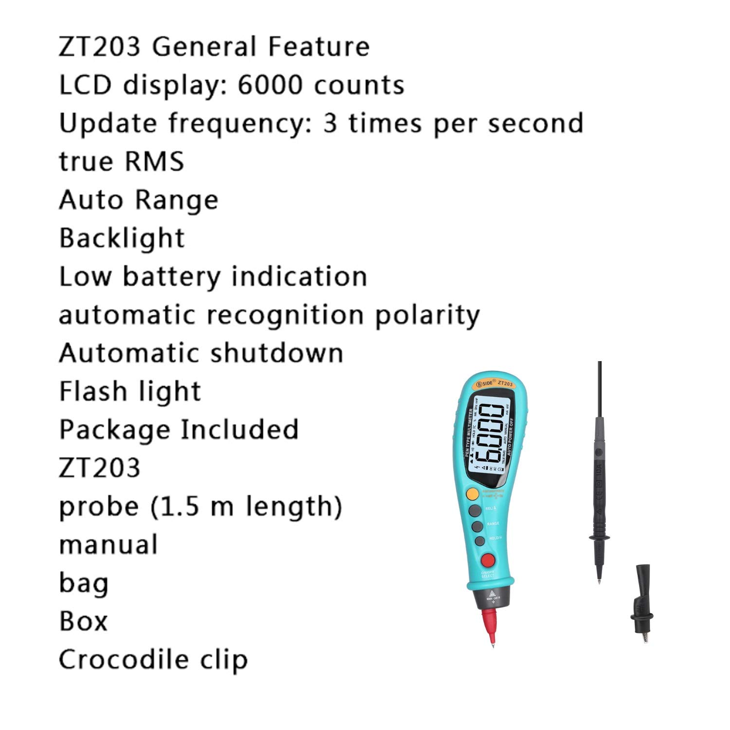ZT203 Handheld LCD Digital Multimetr Ammomater Voltmeter Ohmmeter Do użytku laboratoryjnego