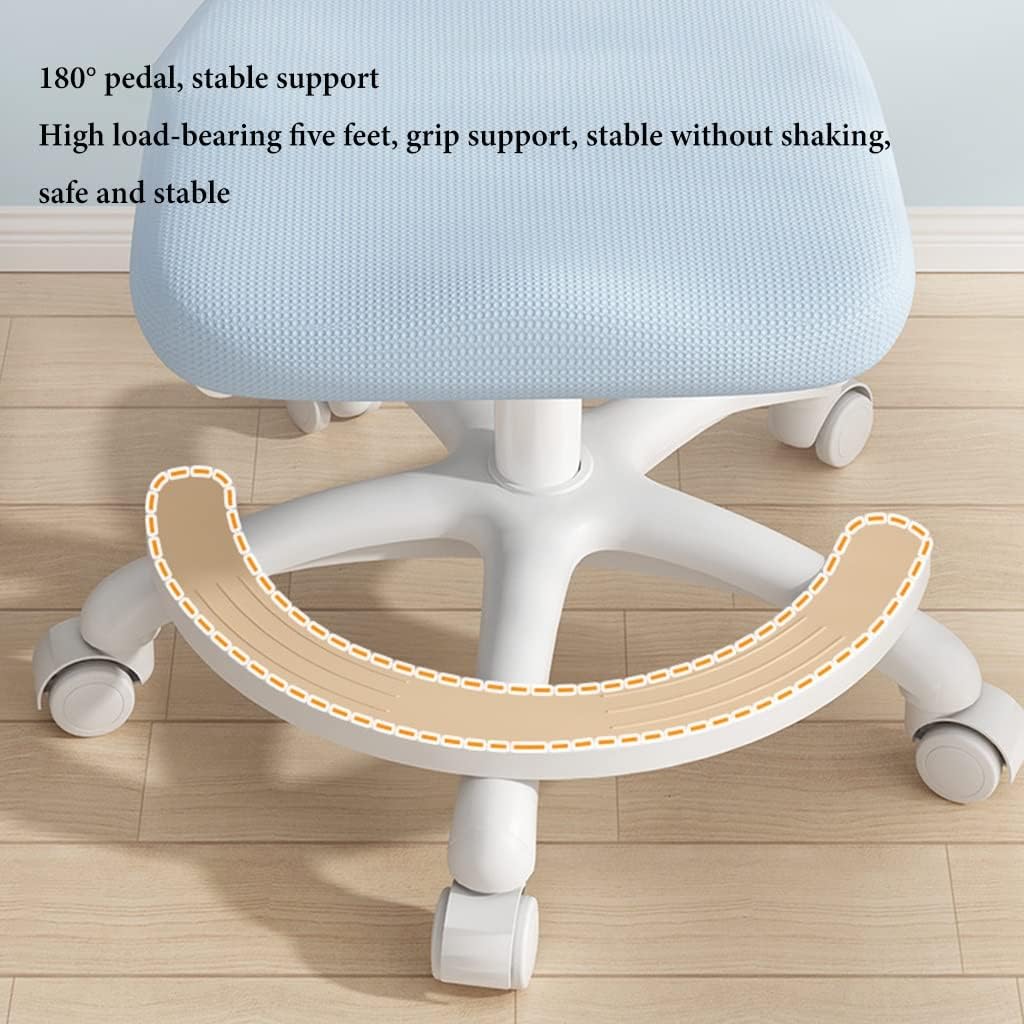 GIZNXBA Children's Desk Chair, Study Chairs Adjustable Height with 5 Wheels, Kids Task Chair Teen Swivel Study Chair for Office at Home for Children from 4 to 18 Years (Color : /Blue Cotton Linen)