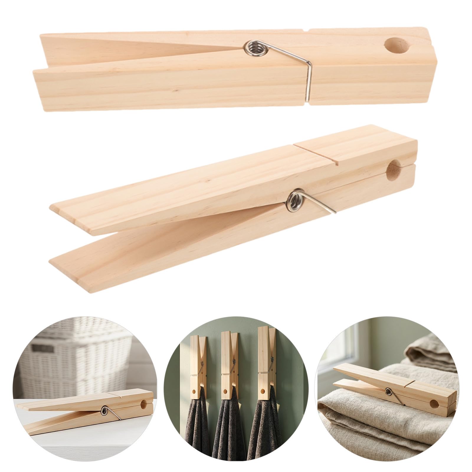 3 Stück Holz Handtuchhalter Große Klammer für Badezimmer 30x4x5cm Naturfarben Gleichmäßig Klemmend Gratfrei für Senioren