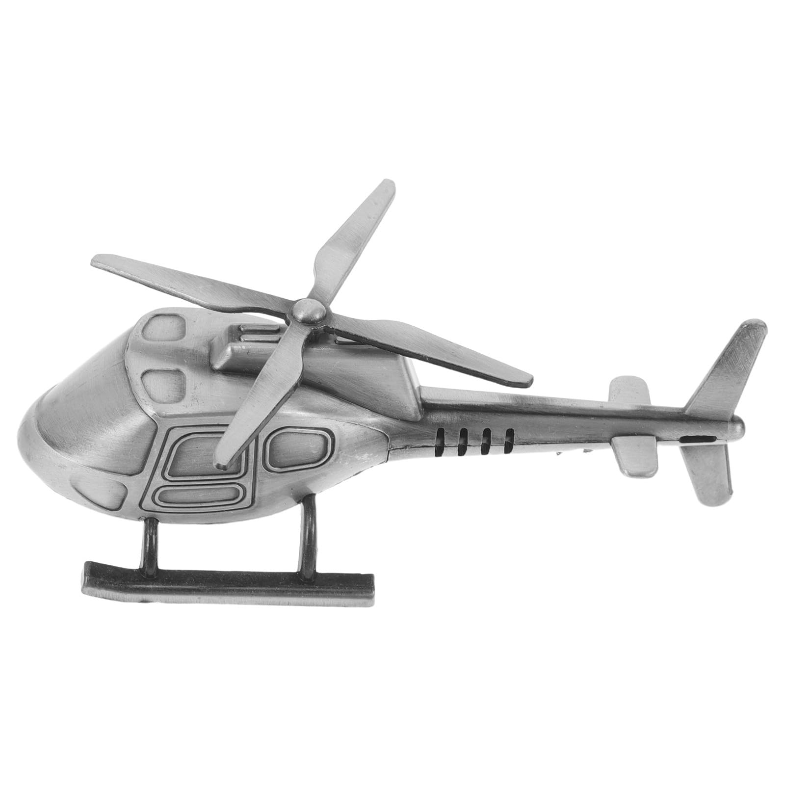 Toyvian Alloy Craft Helicopter Model Retro Metal Aircraft Ornament Vintage Desk Helicopter Collectible Miniature Flight Decor for Home Office Study