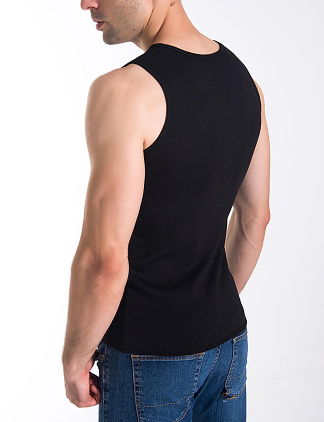 Flygo Paquete de 2 camisetas térmicas sin mangas de algodón para invierno con forro polar cálido