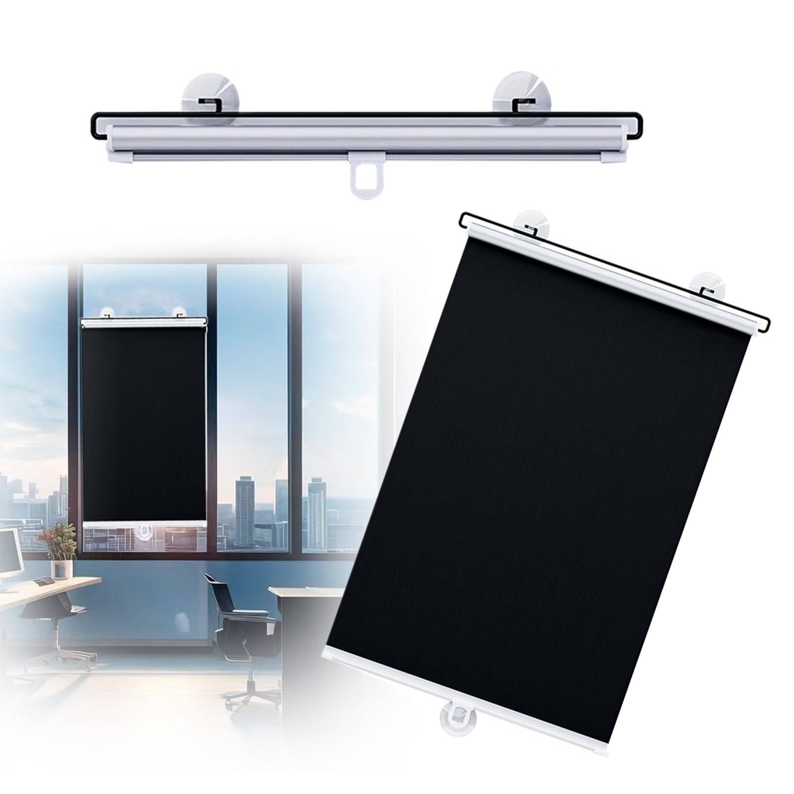 99% Blackout Roller Shades No Drill Waterproof Shower Window Blinds W40 45 50 58 68cm Portable Window Curtain For Bathroom Kitchen Office With Suction Cups(W68*H125cm)
