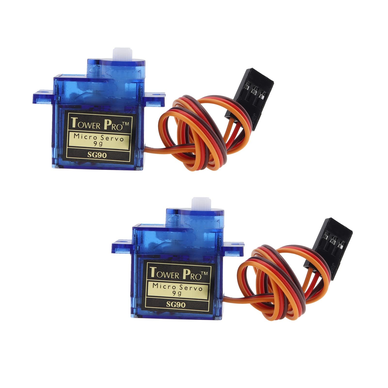 DiGiYes 2 Pack SG90 Micro Servo Motor 9G Mini Servo Kit for RC Robot Arm/Hand/Control with Cable (Control Angle 360 Degree)