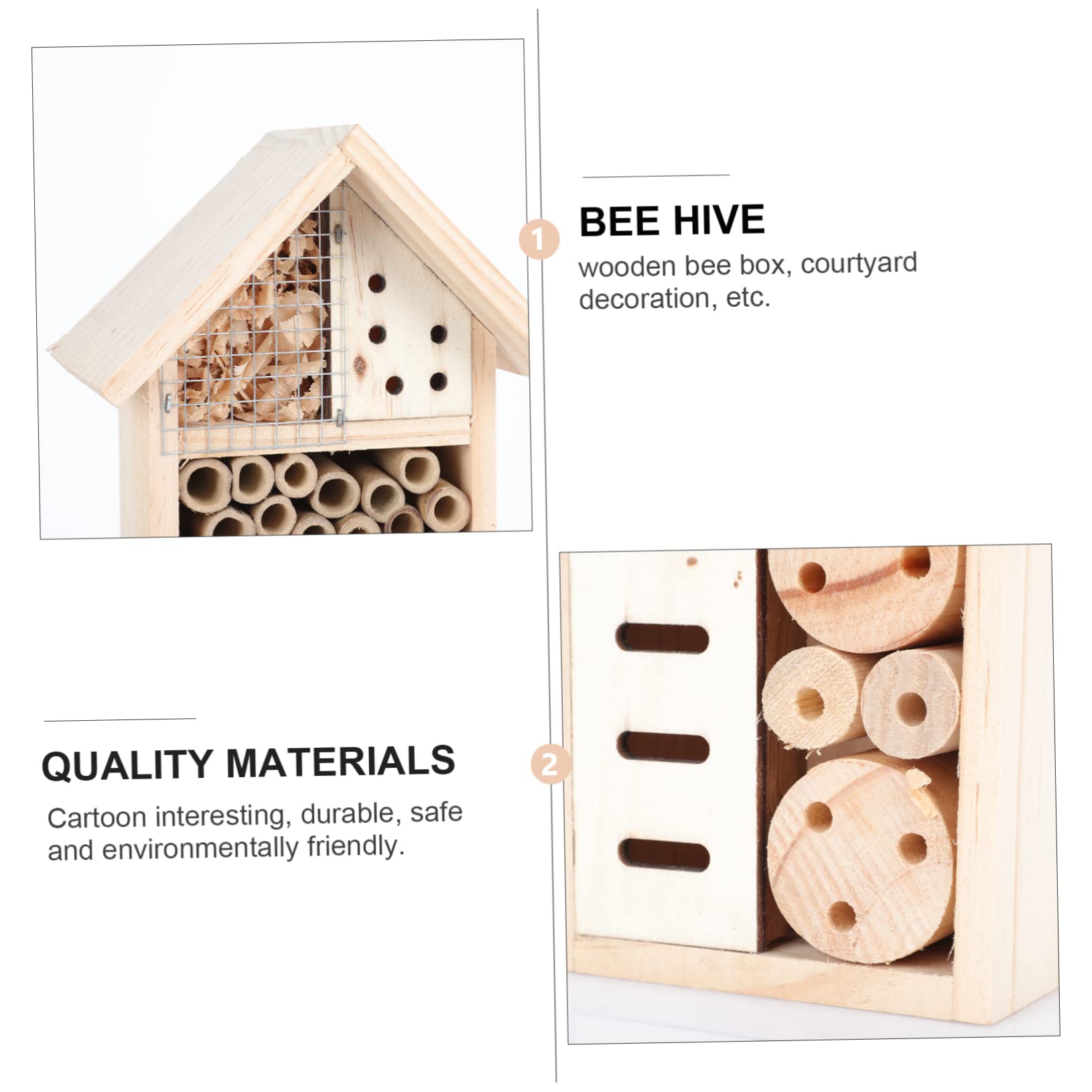 TOYANDONA 1pezzi Casetta per Insetti in Legno Rifugio per Allevamento delle Api Habitat per Piccoli Insetti Arnia Sospesa Casa Insetti Stile Capanna