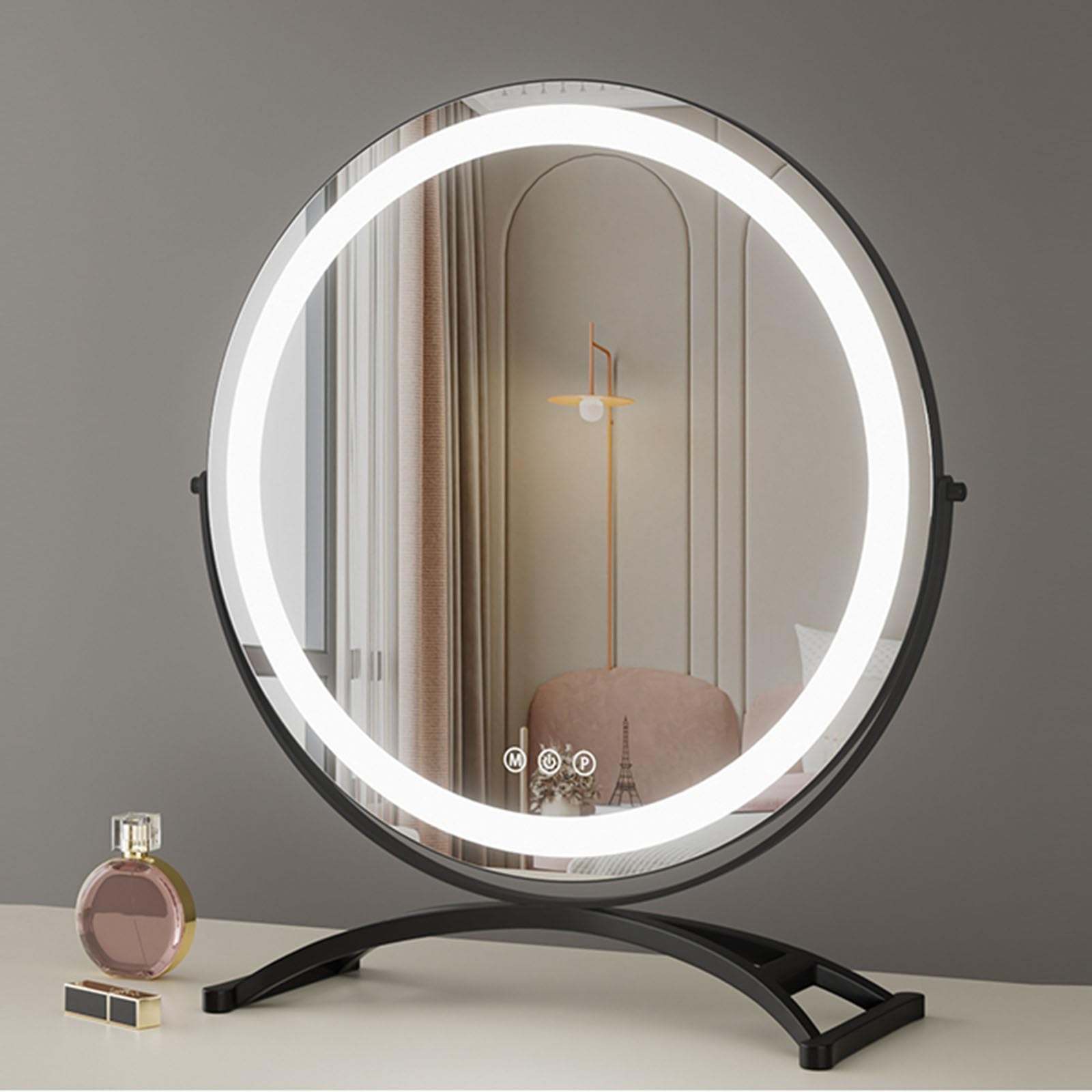 Miroir de courtoisie lumineux rotatif pour ne plus rater son teint sur la coiffeuse