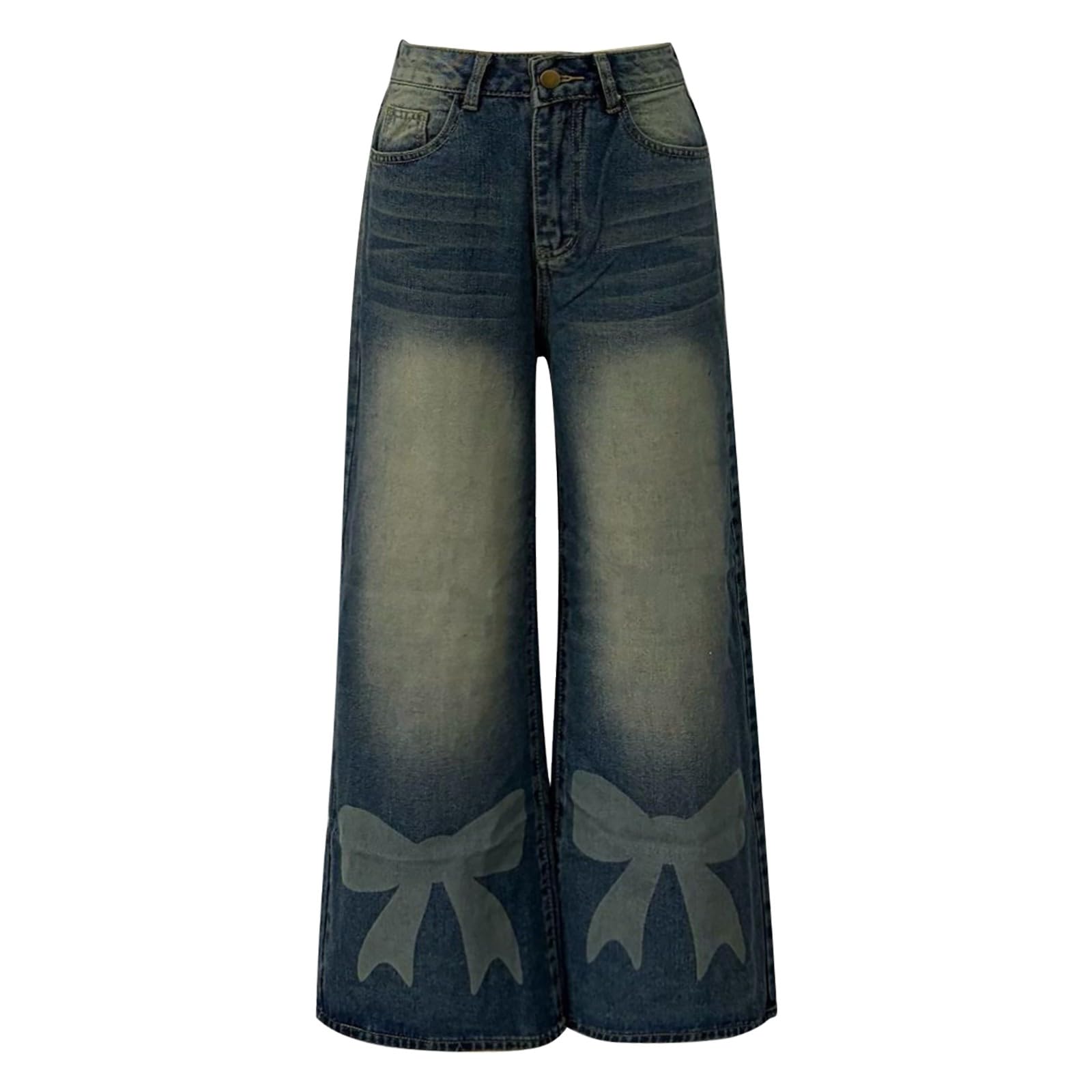 Jeans Donna Leggeri Elasticizzati Jeans Vita Alta Gamba Larga Larghi Pantaloni Denim Baggy Casual Leggeri Moda Pantaloni Elasticizzati Curvy con Tasche Palazzo Streetwear Eleganti Comodi Hiphop