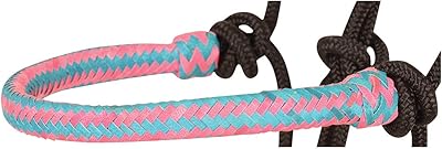 Classic Equine Braided Rawhide Rope Halter, Pink/Turquoise