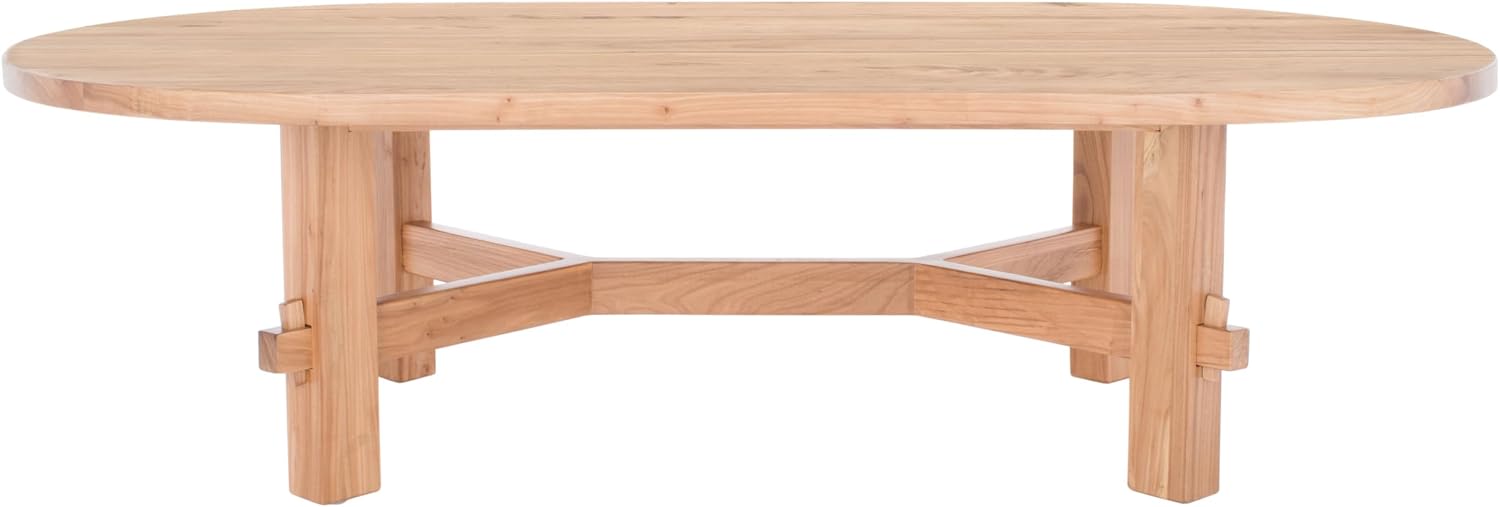 SAFAVIEH Couture Collection Tabytha Farmhouse Natural Solid Wood Oval Coffee Table