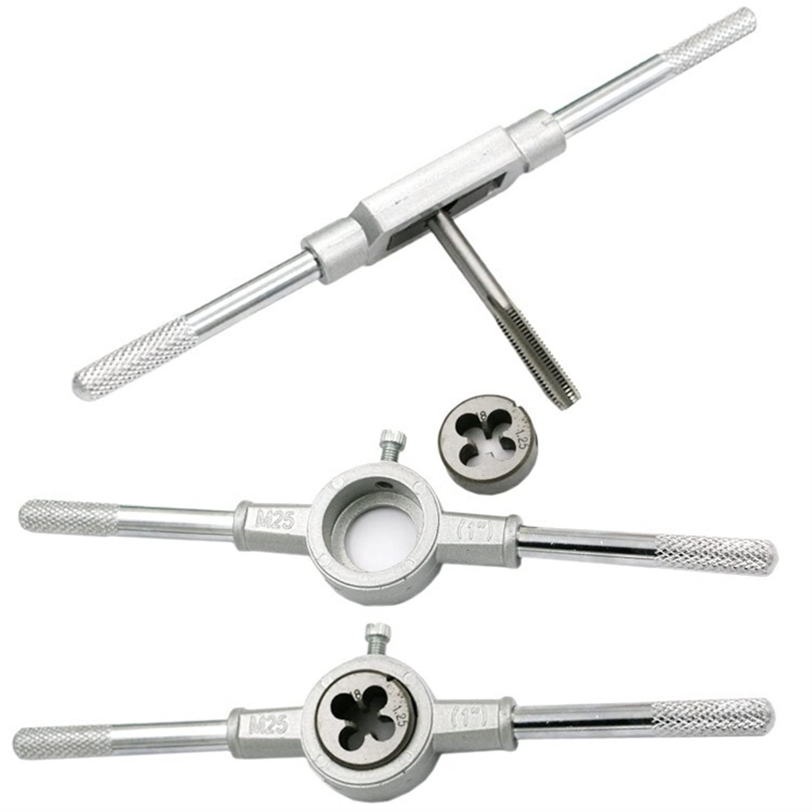 Set di Chiavi per Maschi e filiere da 12 Pezzi, Filettatura Maschio metrica, Punte da Trapano, Kit di Chiavi per Utensili Meccanici da Officina MINGPING (Colore: placcatura in Titanio)