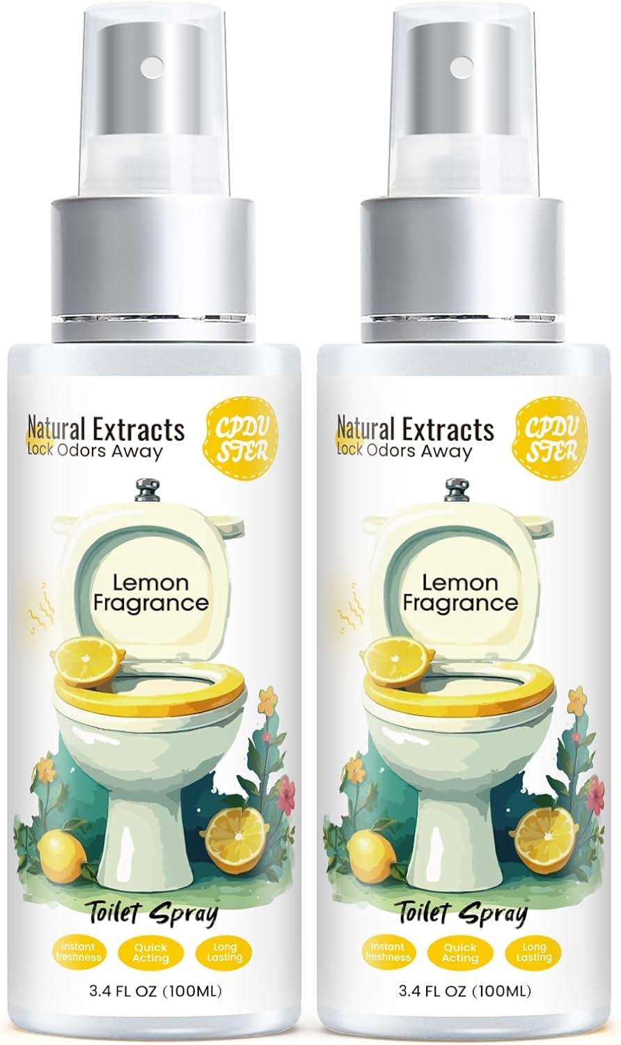 Natural Citrus Toilet Spray : Long Lasting Bathroom Freshener for Home and Office Use by Adults 2-Pack