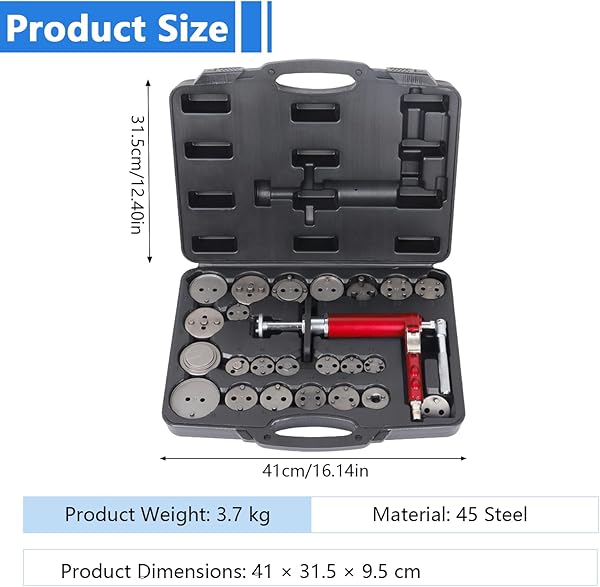Repousse Piston de Frein Pneumatique, Kit de 24 Outils Universels pour Rétracteurs de Pistons de Frein Pneumatiques avec Mallette, Compatible avec la Plupart des Voitures Particulières - 2