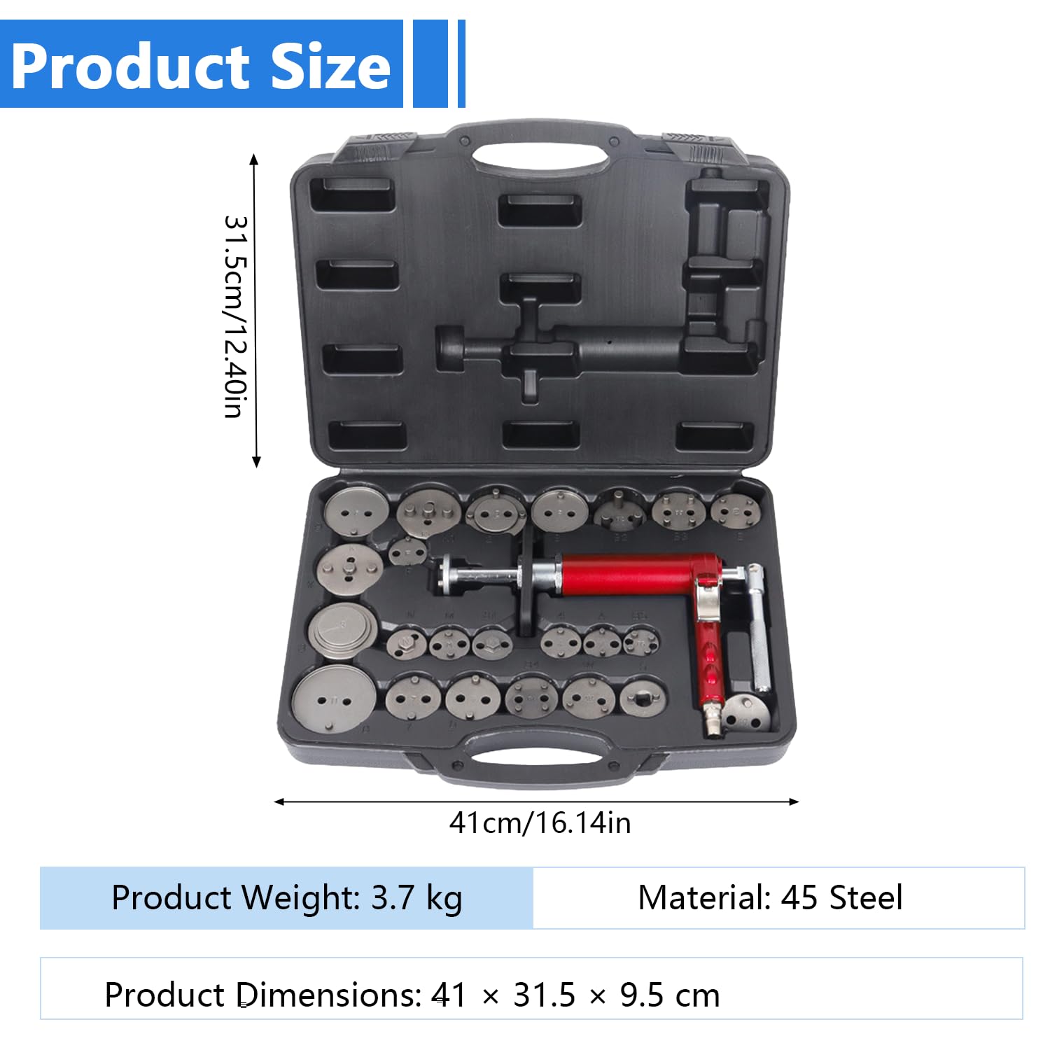 Repousse Piston de Frein Pneumatique, Kit de 24 Outils Universels pour Rétracteurs de Pistons de Frein Pneumatiques avec Mallette, Compatible avec la Plupart des Voitures Particulières - 3