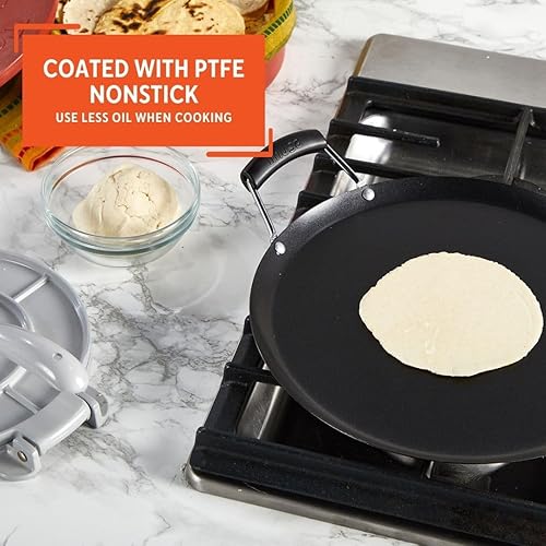 Miniatura 27 de IMUSA Comal redondo antiadherente de acero al carbono de 13.5 pulgadas con asas de metal, color negro