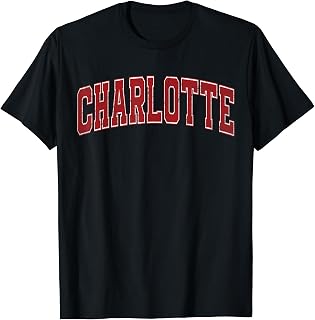 Charlotte NC Vintage Sports Red Retro Varsity Text T-Shirt