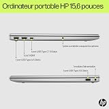 HP 15-fd0004sf Ordinateur Portable 15,6" FHD, PC Portable (Intel Core i3-N305, RAM 8 Go, SSD 512 Go, Intel UHD Graphics, Windows 11), Laptop Argent, Clavier AZERTY - 8