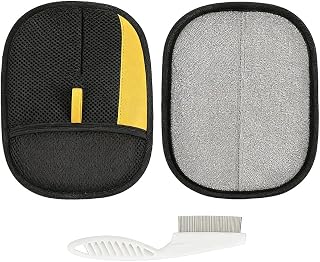 Pet Grooming Gloves, 2 Pack Reusable Pet Hair Remover Gloves, Deshedding Mitt for Cats and Dogs, Electrostatic Flocking Fur Remover Tool for Furniture, Clothing, Carpet and Pet Care