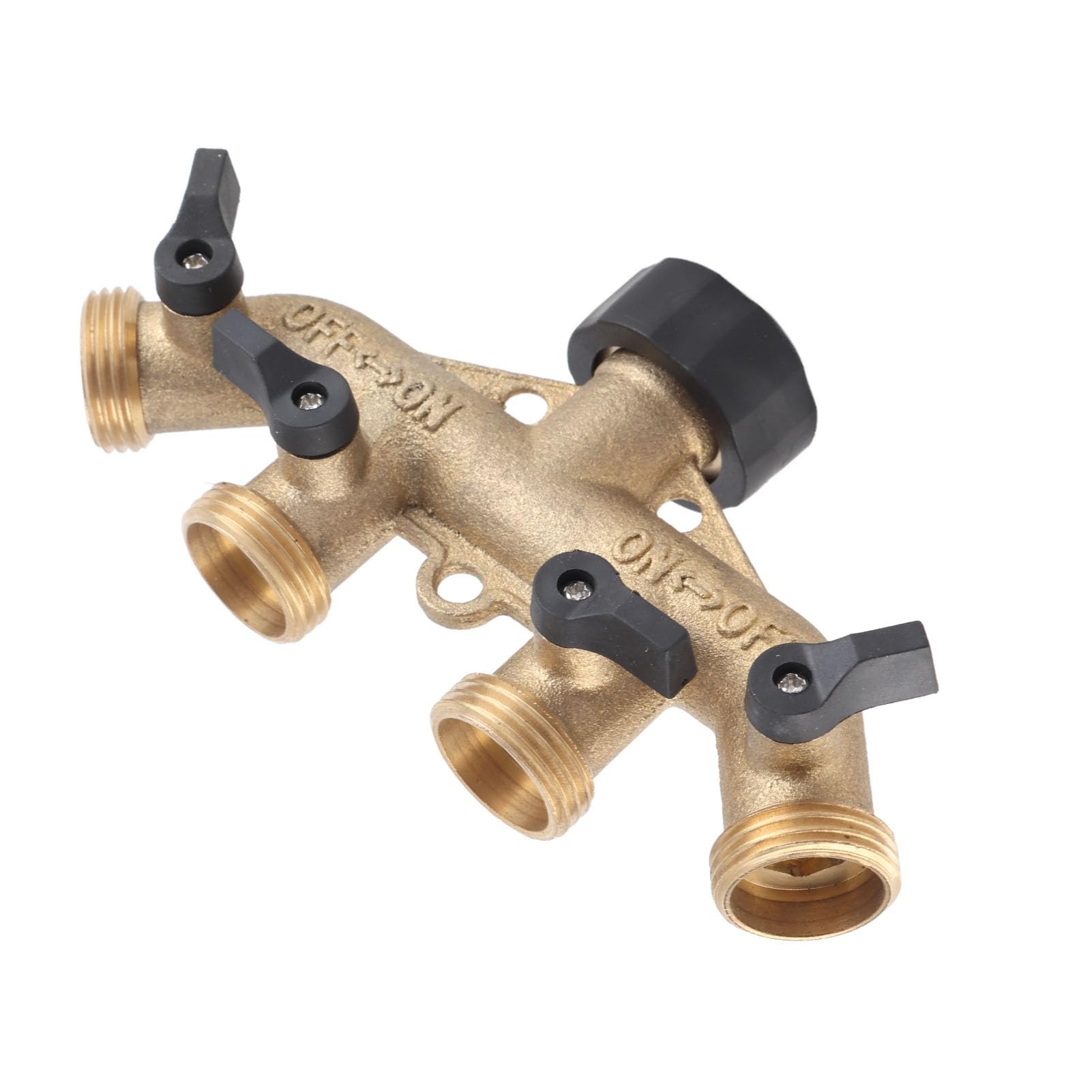 Conector de grifo divisor de manguera de 4 vías, rosca de distribuidor de agua de jardín de latón de 4 salidas
