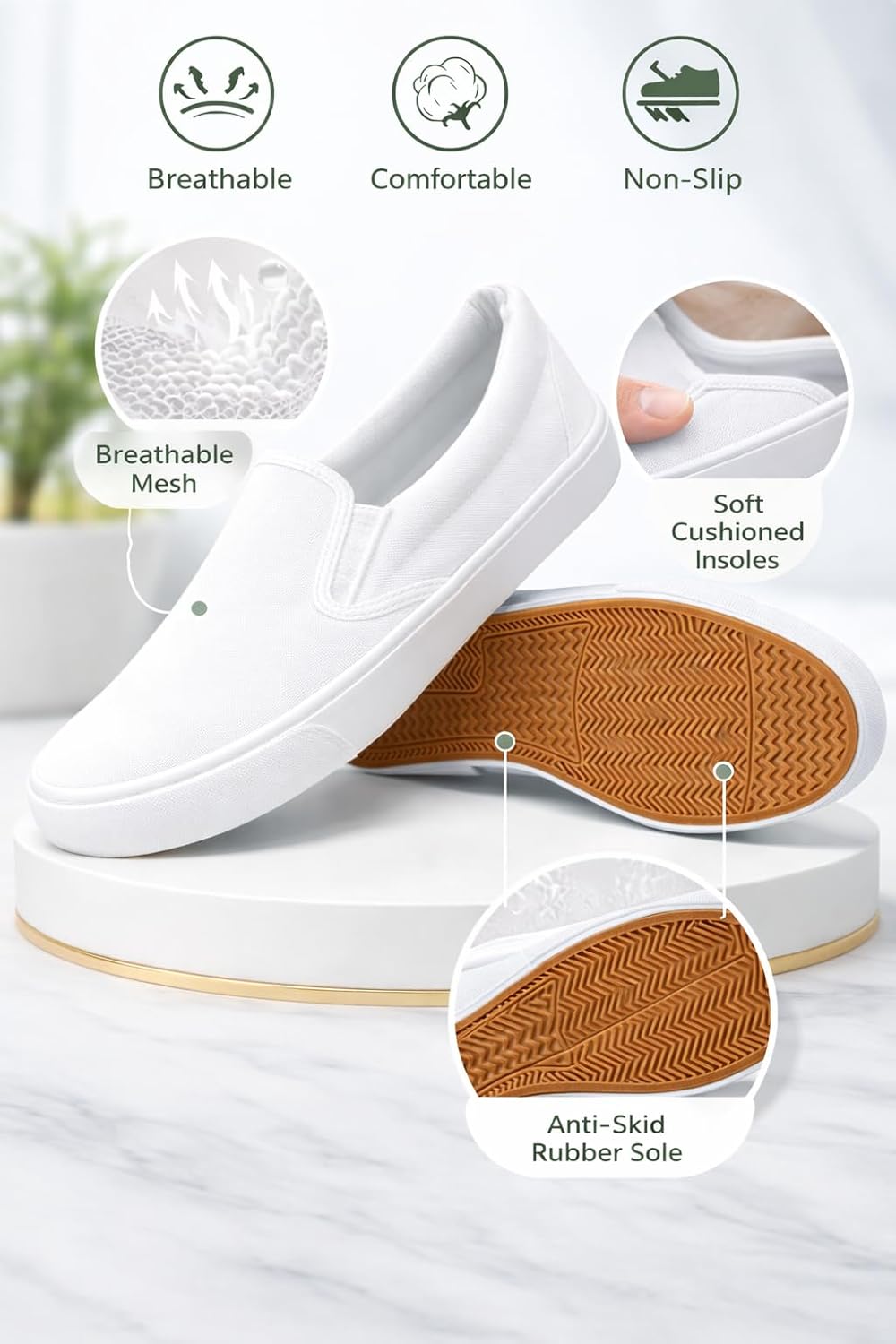 Emma Shoes Low-Top Slip Ons Women's Fashion Sneakers Casual Canvas Sneakers for Women Comfortable Flats Breathable Padded Insole Slip on Sneakers Women Low Slip on Shoes - Image 5