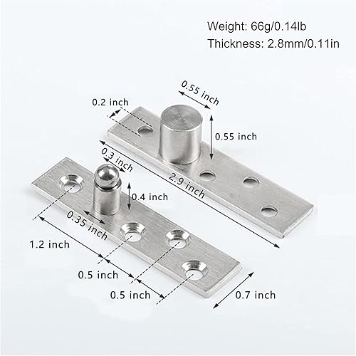 Miniatura 7 de Bisagra giratoria de acero inoxidable de 270 grados, bisagras de ocultación de puerta, bisagras de pivote hacia arriba, eje inferior, color negro