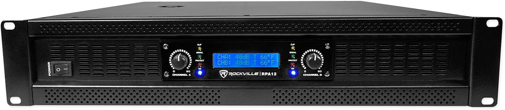 RPA12 5000W Peak/1400W RMS 2 Channel Rack Mount Power Amplifier, Bridgeable Pro/DJ Amp, LED Indicators, for Live Sound