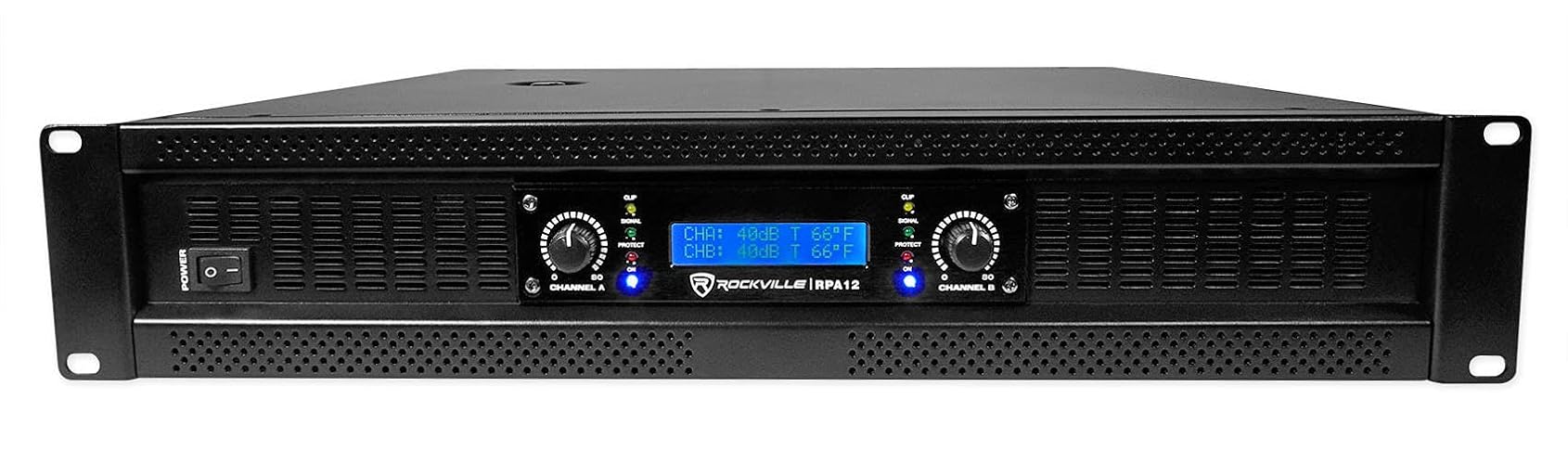 Rockville RPA12 5000W Peak/1400W RMS 2 Channel Rack Mount Power Amplifier, Bridgeable Pro/DJ Amp, LED Indicators, for Live Sound