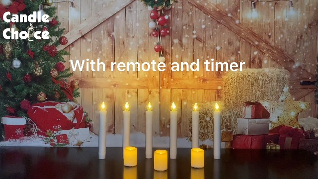 Image of CANDLE CHOICE Flameless Taper Candles with Remote Timer 6 inch Tall Flicking Fake Battery Operated Electric LED Candlesticks for Candelabra Wedding Christmas Window Decorations Table Centerpieces 6 PCS