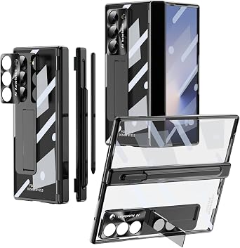Ninki Case for Samsung Galaxy Z Fold 6 with S Pen Holder & S Pen, Kickstand, Clear Black Transparent Case