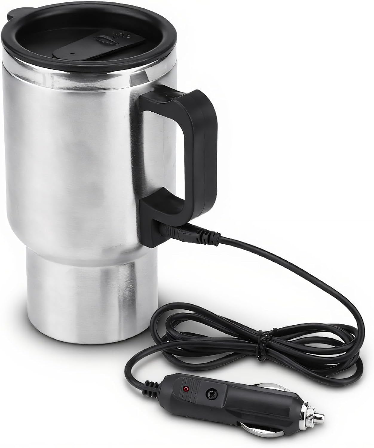 Car Kettle, 450Ml Electric Car Kettle, 12V Heated Travel Mug, Stainless Steel Travel Heating Car Mug For Heating Water, Coffee, Milk And Tea With Airtight Lid