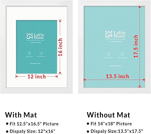 Vista 17 de LaVie Home - Portarretratos de 18 x 24 pulgadas, fotos de 16 x 20 pulgadas con paspartú, de 18 x 24 pulgadas sin paspartú, plexiglás pulido, Negro