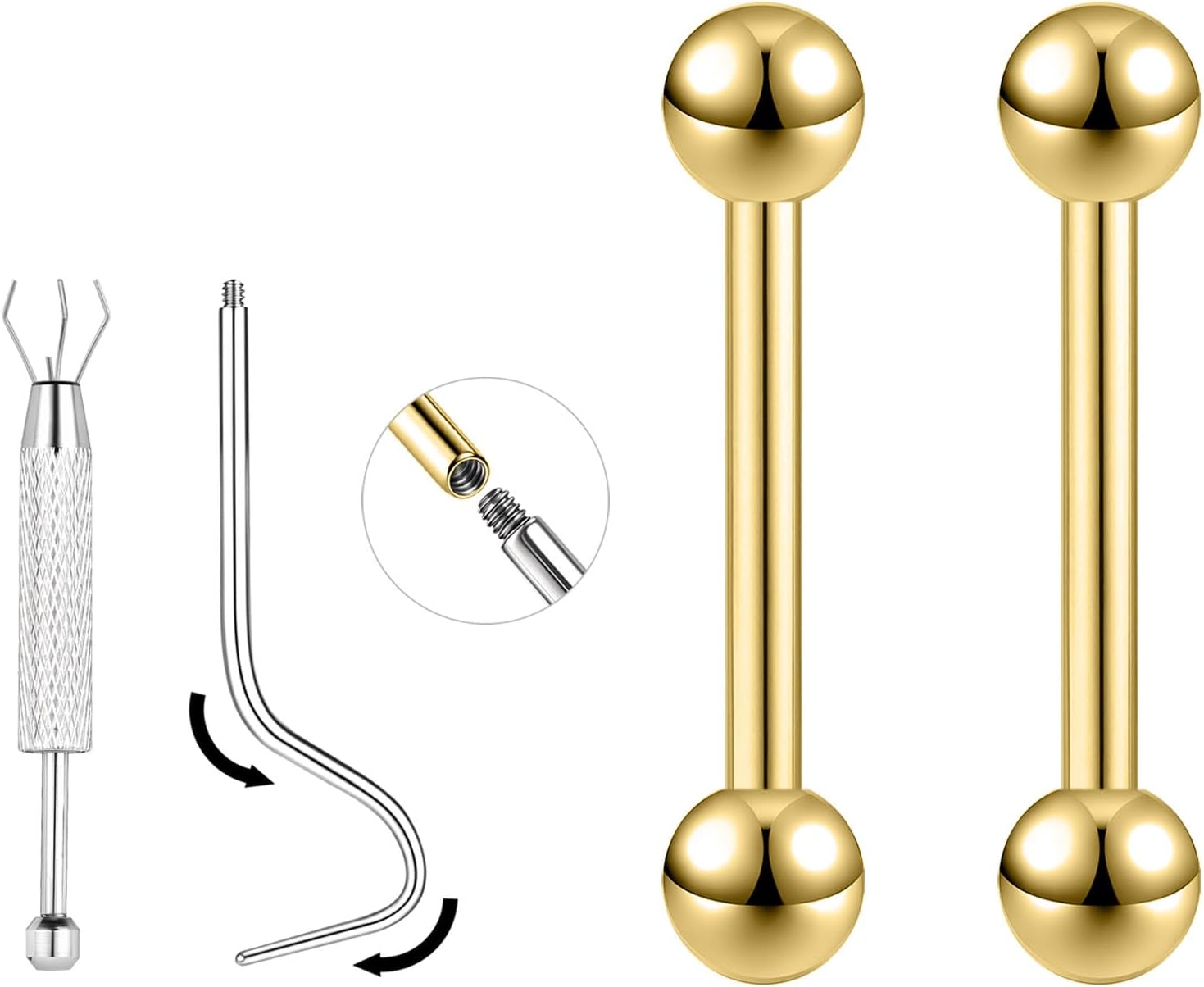 1 Pair 16G/18G Titanium Curved Straight Barbell - Tiny Eyebrow Piercing Jewelry Tongue Lip Nipple Rook Ear Rings for Women Men 6mm/8mm/10mm/12mm
