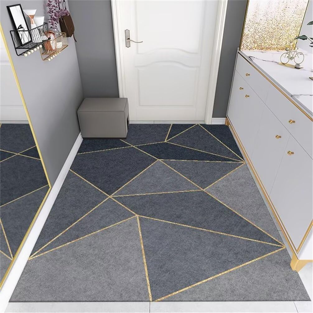 Tapis chambre gamer gris 200x250CM avec motif géométrique moderne bleu