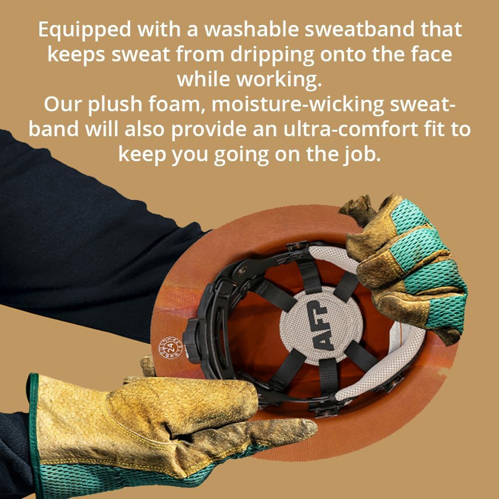 AFP Fiber Full Brim Hard Hat | 6 Point Ratchet Suspension | OSHA & ANSI Rated | Hard Hats for Men | Premium Construction Helmets for Safety