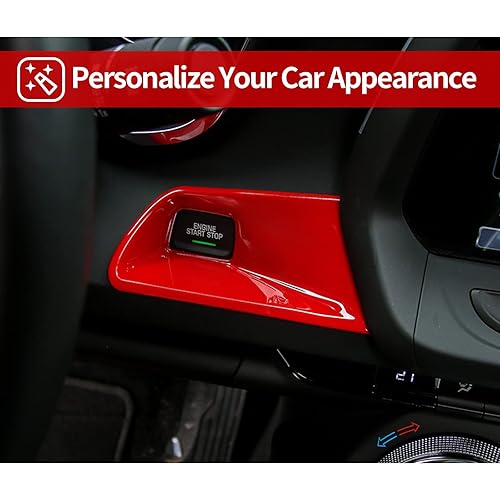Miniatura 10 de CheroCar para Chevrolet Camaro - Cubierta de botón de arranque del motor para Chevrolet Camaro 2017 fibra de carbono