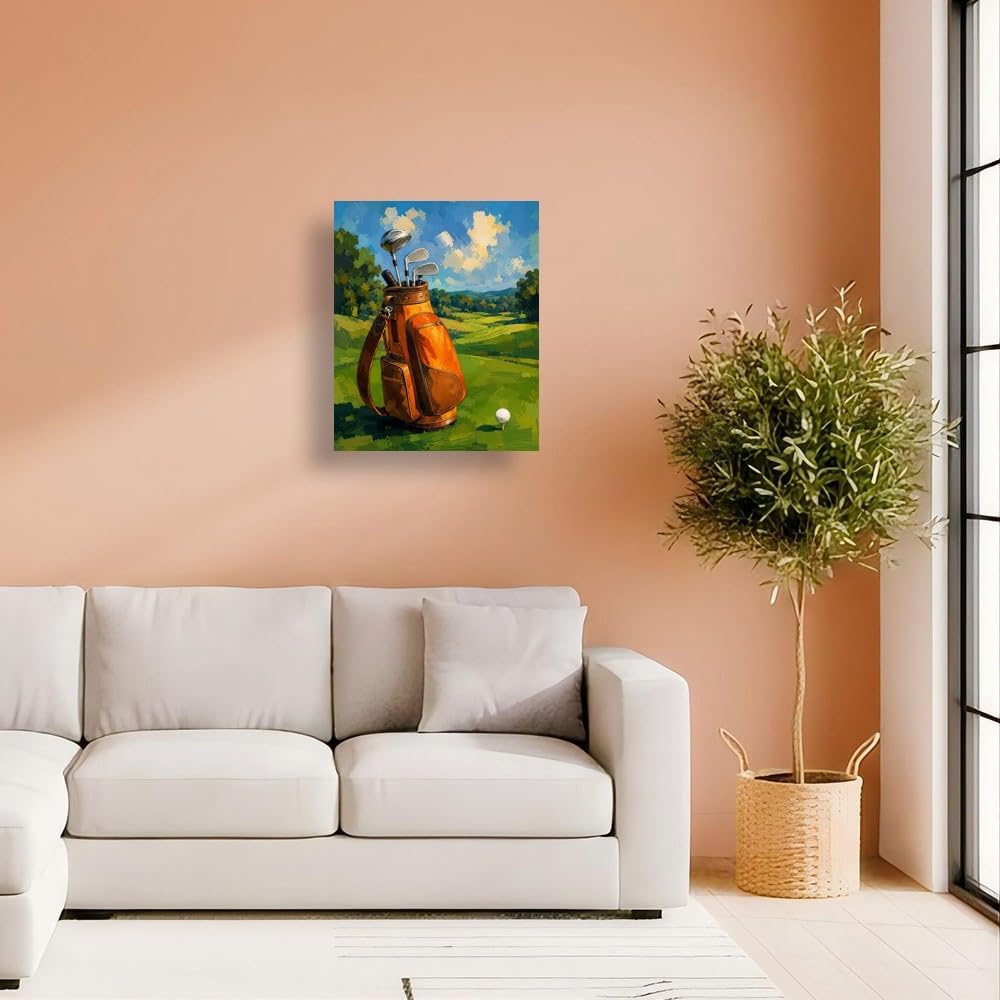 ENTORLAB Golf Bag Landscape Digital Painting Kit for Adults - DIY Golf Course Oil Painting on Canvas 16x20 Inches, Acrylic Paint Kit, Good for Beginners, Sports Room Home Decor or Gift Artwork image 3