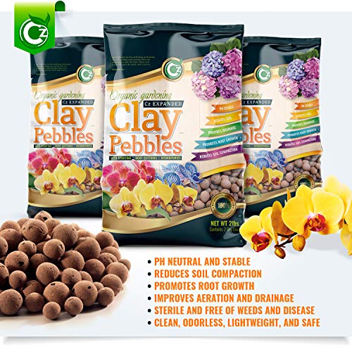 Organic Expanded Clay Pebbles Grow Media For Orchids, Nft Dwc Hydroponics, Aquaponics, Aquaculture Leca Plant Garden Soil Conditioner Amendment Ceramsite Aggregate (10 Lb Cz Expanded Clay Pellets) #TOP1