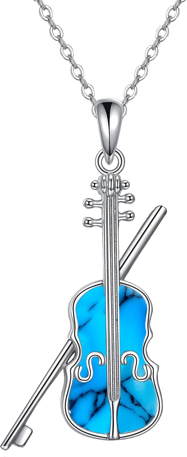 YAFEINI Violinist Cellist Gifts for Her 925 Sterling Silver Cello Violin Pendant Necklace Music Jewelry for Women Birthday Christmas Gifts