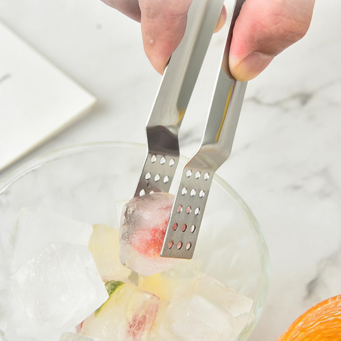 2pcs Stainless Steel Ice Cube Tongs, Multipurpose Food Tongs