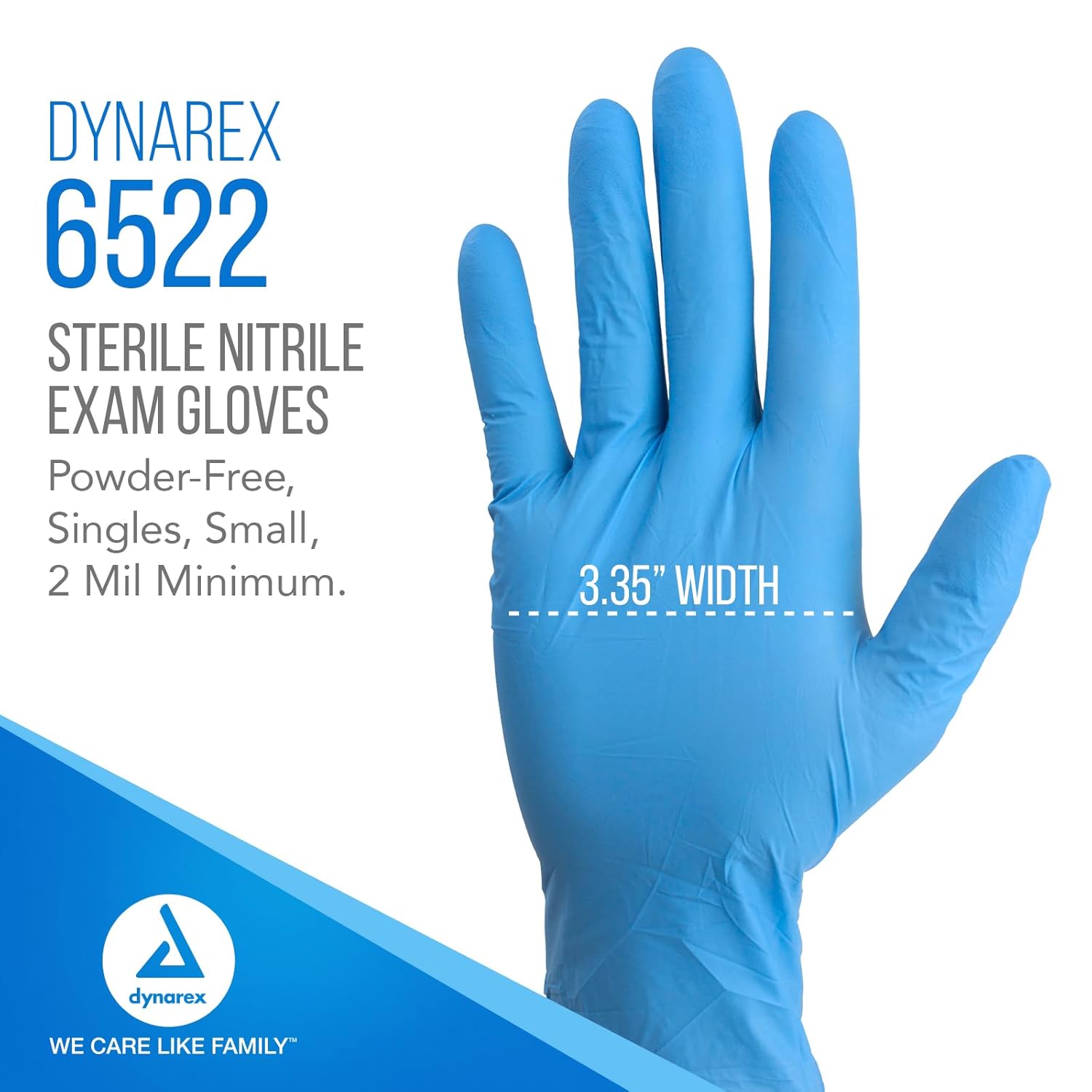 Dynarex Sterile Nitrile Examination Gloves, Powder Free, Size Small, 1 Case of 800 Gloves