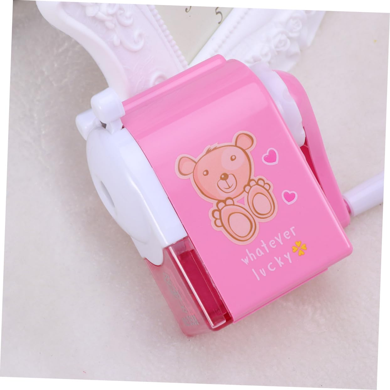 Ciieeo 3pezzi Temperamatite Manovella Cartoon Per Ragazzo Ragazza Design Casa Per Scuola e Ufficio Compatibile Con Matite Standard e Triangolari Leggero e Pratico Color Rosa