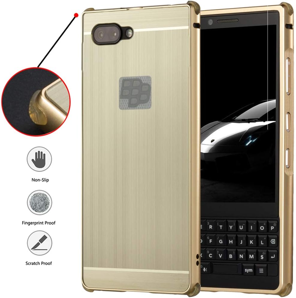 BlackBerry KEYtwo, BlackBerry Key2 Case Case, FARRED360 Detachable 2 in 1 Light Thin Super Durable Case, Metal Bumper and Shockproof Non-Slip Hard Back Cellphone Case, Gold