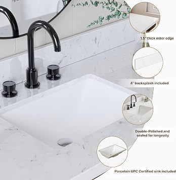 DKB Isabella 72 Inch Bathroom Vanity Double Sink Midnight Blue Bathroom Vanity with Sink, 1.5 Edge Carrara White Quartz Countertop, 4 Soft-Close Doors, 4 Dovetail Drawers, and 2 Tilt Drawers