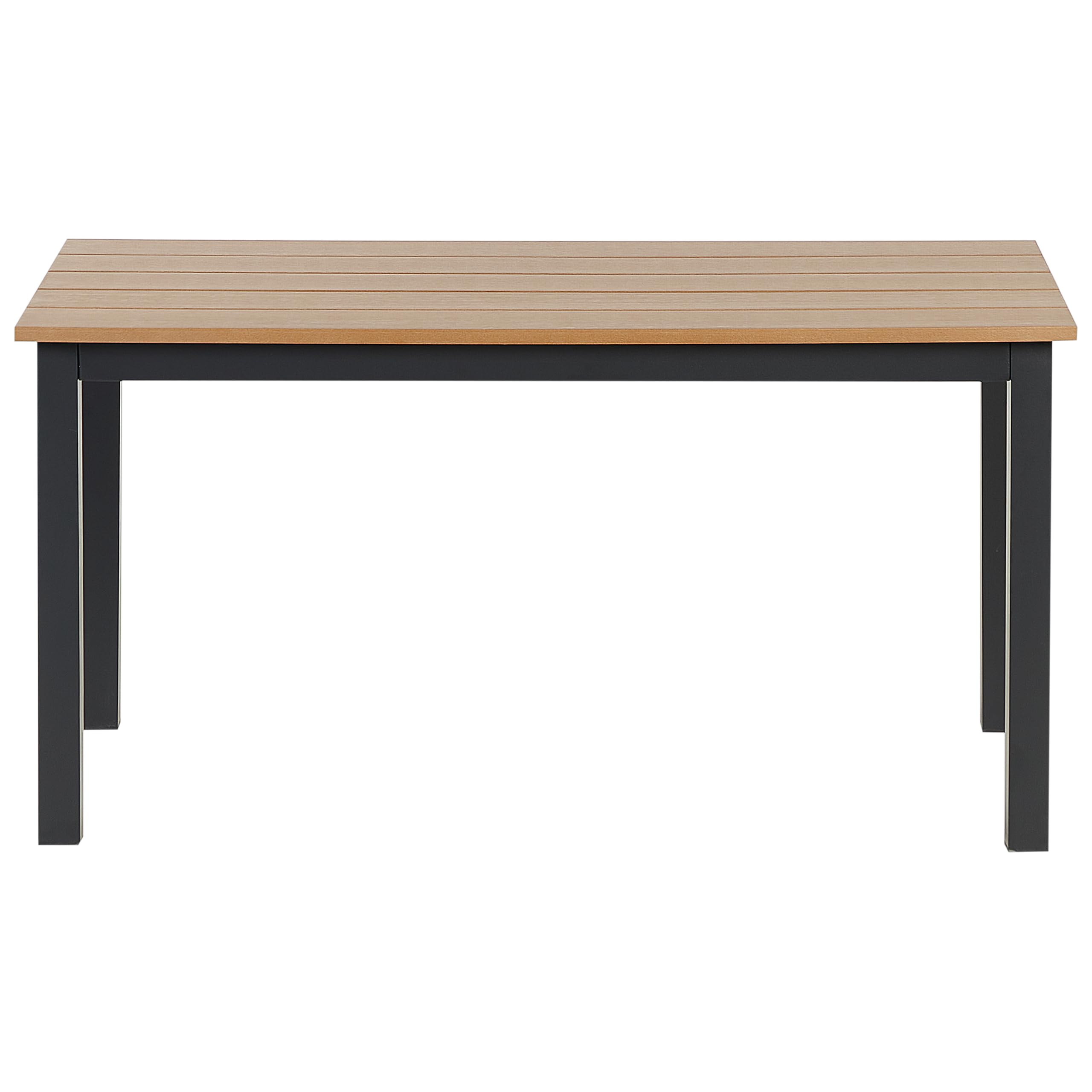 Beliani Mesa de Centro de jardín 96 x 52 cm Exterior Madera plástica Clara y Base Negra Messina