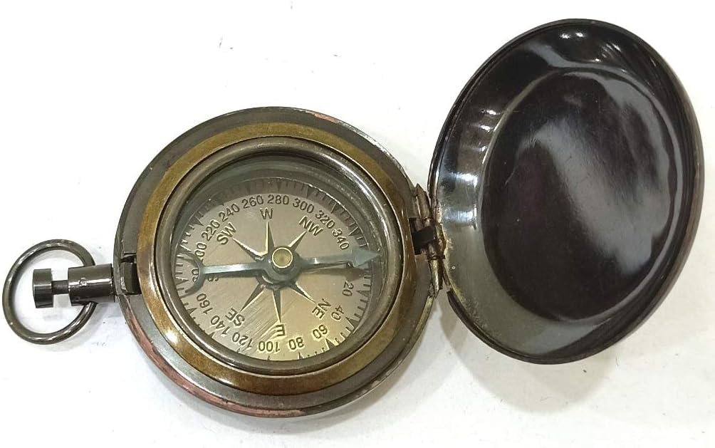 Ross London - Brújula de Bolsillo Redondo de latón Marino Royal Navational Device Instruments